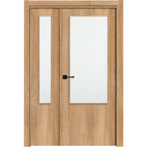 Puerta lisboa plus roble apertura derecha con cristal de 105cm