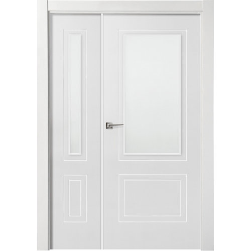 Puerta boston blanco de apertura derecha con cristal 115 cm