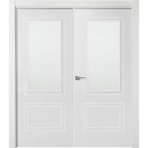 Puerta boston blanco de apertura derecha con cristal 125 cm