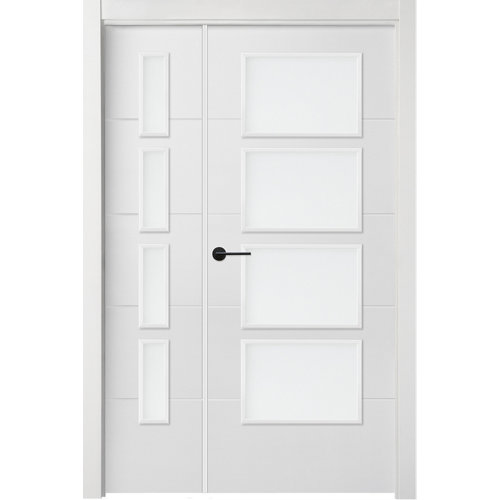 Puerta lucerna plus black blanco de apertura derecha con cristal 105 cm