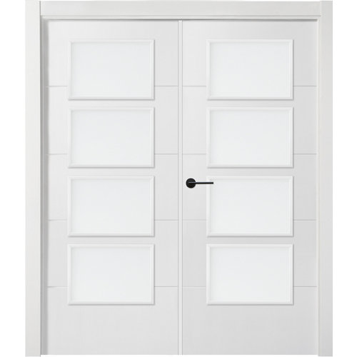 Puerta lucerna plus black blanco de apertura derecha con cristal 125 cm