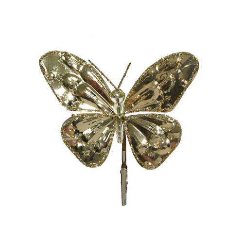 Adorno colgante de navidad mariposa en clip 12x14 cm