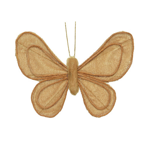 Adorno colgante de navidad mariposa en clip terciopelo 15x11 cm