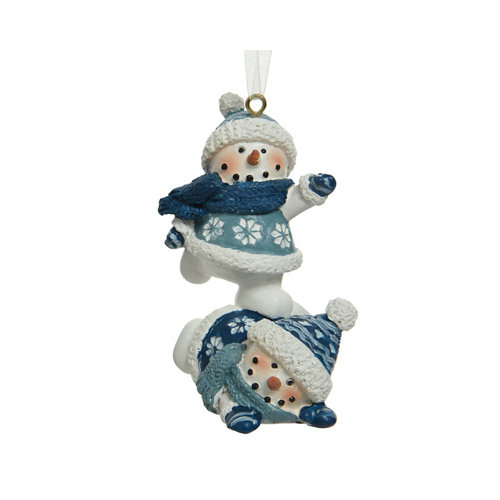 Adorno colgante de navidad muñeco nieve 4.5x5x8 cm blanco/azul