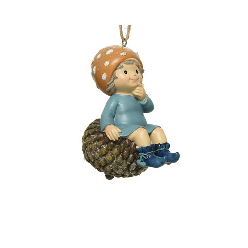 Adorno colgante de navidad figura niño en pina 12.5 cm poly