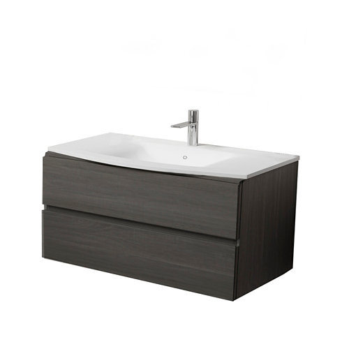 Mueble de baño con lavabo eclipse 2c 100 cm gris de la marca ARMOBANY en acabado de color Gris / plata fabricado en Aglomerado de particulas