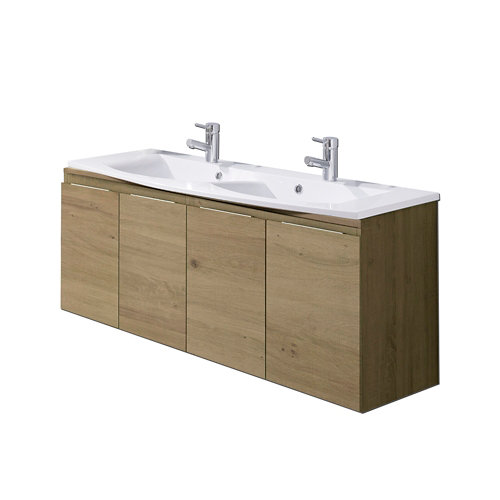 Mueble de baño con lavabo eclipse 4c 120 cm roble de la marca ARMOBANY en acabado de color Beige fabricado en Aglomerado de particulas