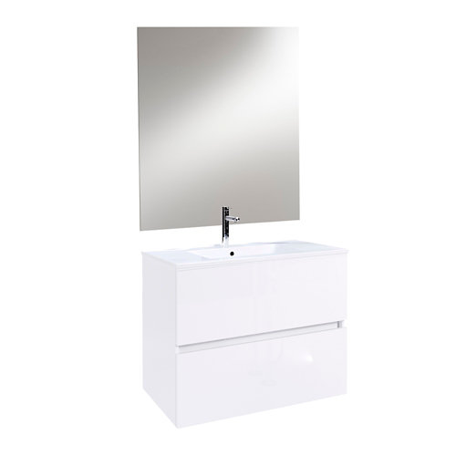Mueble de baño con lavabo y espejo zoe blanco 61 cm de la marca ARMOBANY en acabado de color Blanco fabricado en Aglomerado de particulas