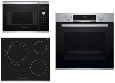 PACK HORNO CRIS BOSCH HBA512ES0 + PLA V BOSCH PKK631B18E + MICRO BOSCH  BEL523MS0 · LEROY MERLIN