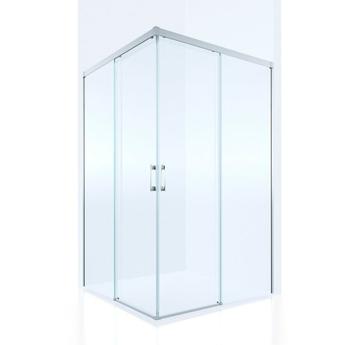 Mampara corredera vitria transparente perfil cromado 70x70 cm de la marca GLASSINOX en acabado de color Gris / plata fabricado en Cristal