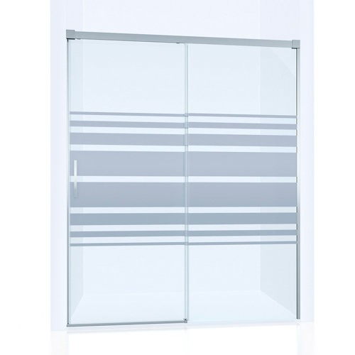 Mampara corredera vitria serigrafiado perfil cromado 145x198.5 cm de la marca GLASSINOX en acabado de color Gris / plata fabricado en Cristal