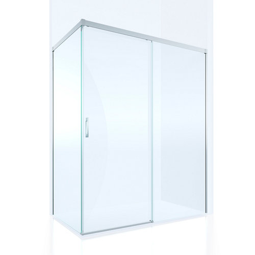 Mampara fijo lateral vitria transparente perfil cromado 90x198.5 cm de la marca GLASSINOX en acabado de color Gris / plata fabricado en Cristal