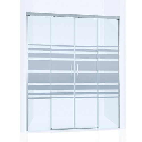Mampara corredera vitria serigrafiado perfil cromado 165x198.5 cm de la marca GLASSINOX en acabado de color Gris / plata fabricado en Cristal