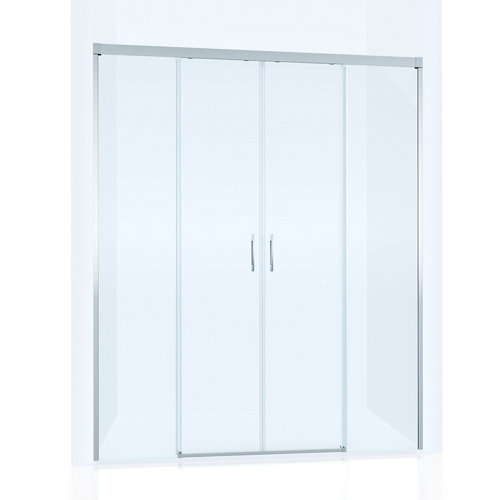 Mampara corredera vitria transparente perfil cromado 155x198.5 cm de la marca GLASSINOX en acabado de color Gris / plata fabricado en Cristal