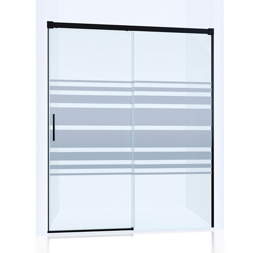 Mampara corredera vitria serigrafiado perfil negro 160x198.5 cm de la marca GLASSINOX en acabado de color Negro fabricado en Cristal
