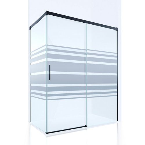 Mampara fijo lateral vitria serigrafiado perfil negro 70x198.5 cm de la marca GLASSINOX en acabado de color Negro fabricado en Cristal
