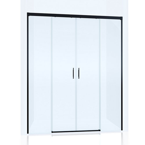 Mampara corredera vitria transparente perfil negro 155x198.5 cm de la marca GLASSINOX en acabado de color Negro fabricado en Cristal