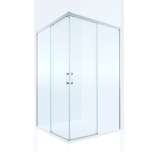Mampara corredera vitria transparente perfil cromado 80x100 cm de la marca GLASSINOX en acabado de color Gris / plata fabricado en Varios, ver descripción