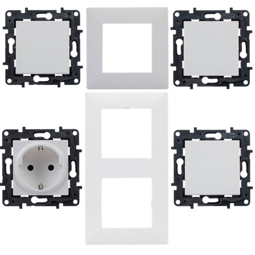 Pack reforma interruptores y enchufes para vivienda 2 habitaciones niloé step bl