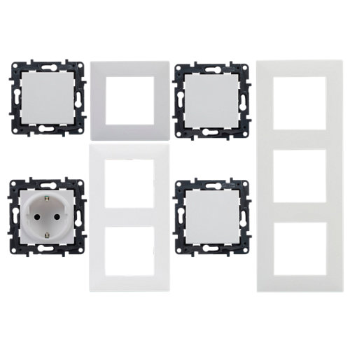 Pack reforma interruptores y enchufes para vivienda 3 habitaciones niloé step bl