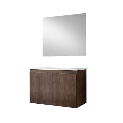 Mueble de baño con lavabo y espejo prima nogal x cm de la marca ARMOBANY en acabado de color Marrón fabricado en Aglomerado de particulas