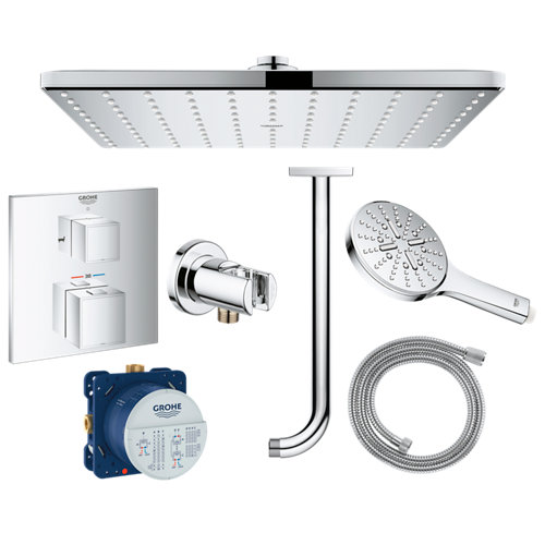 Conjunto de ducha empotrado termostático grohe cube a techo