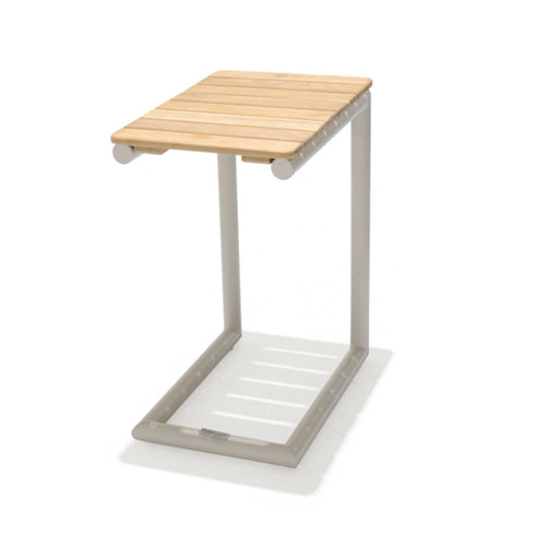 Mesa auxiliar de jardín de aluminio y teca portals 2 de 47x55x30 cm