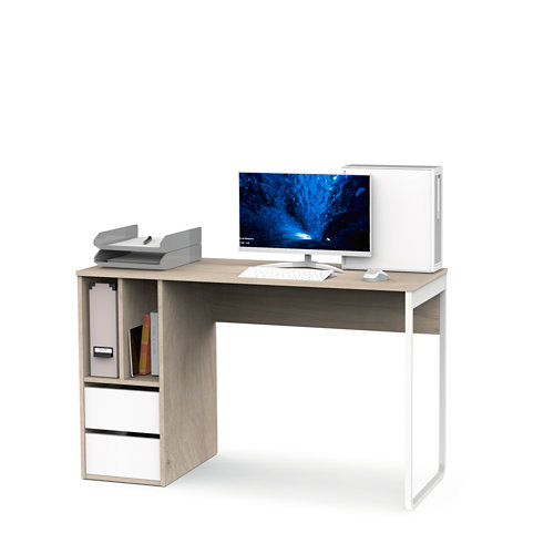 Mesa escritorio nolita blanco y roble 120x55x74 cm