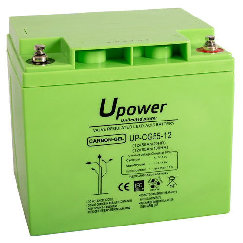Batería solar de carbono gel u-power 12v 55ah