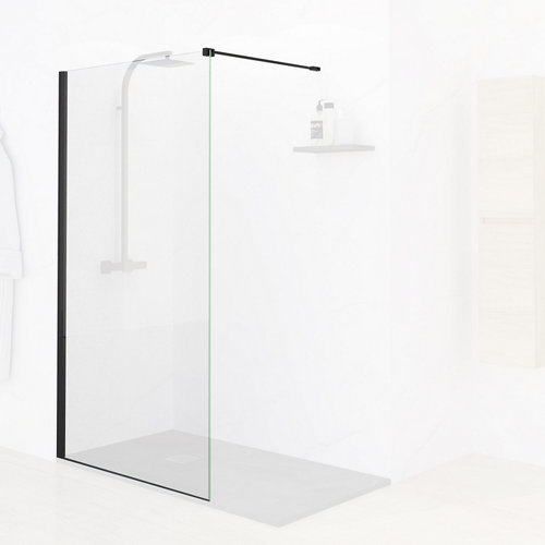 Mampara fija lateral fix black 80 cm de la marca Blanca / Sin definir en acabado de color Negro fabricado en Cristal