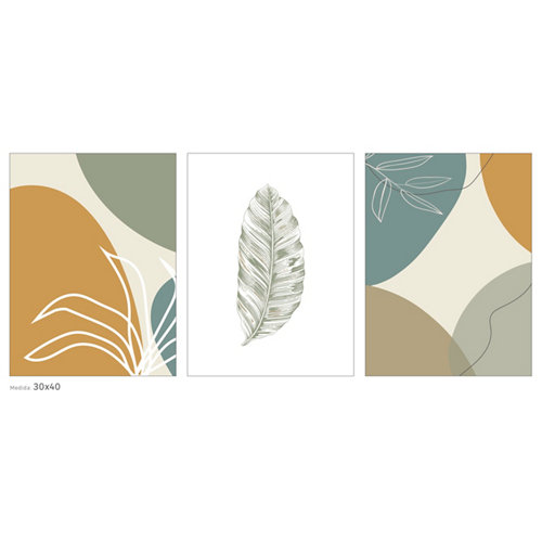 Set 3 láminas palms 40 x 30 cm