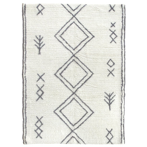 Alfombra lana lavable atlas blanco rectangular 150x230cm