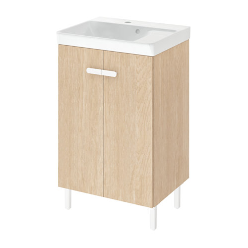 Mueble de baño con lavabo easy roble natural 50x40 cm de la marca Blanca / Sin definir en acabado de color Beige fabricado en Madera