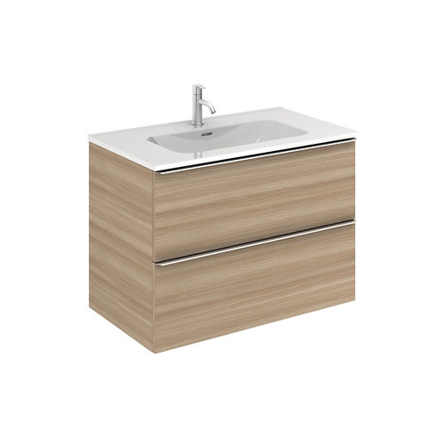 Mueble de baño con lavabo komplett nogal 80x45 cm de la marca Blanca / Sin definir en acabado de color Beige fabricado en Madera