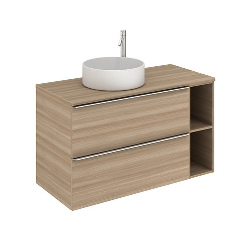 Mueble de baño con lavabo komplett nogal 100x45 cm de la marca Blanca / Sin definir en acabado de color Beige fabricado en Madera