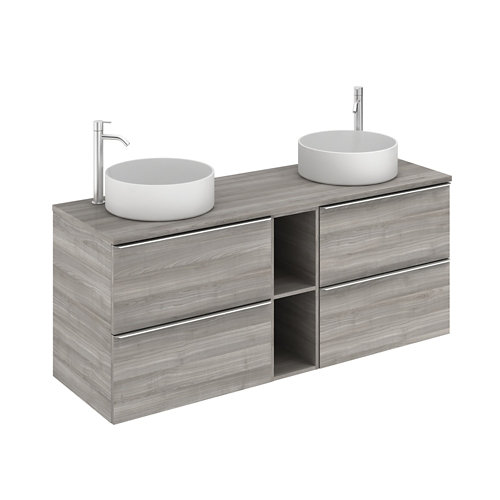 Mueble de baño con lavabo komplett roble gris 140x45 cm de la marca Blanca / Sin definir en acabado de color Gris / plata fabricado en Madera