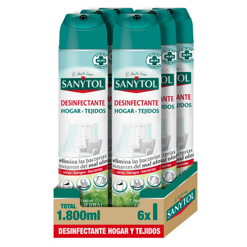 Pack de 6 desinfectantes para hogar y tejido sanytol 300 ml