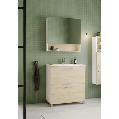Mueble de baño con lavabo y espejo happy blanco 79x44.7 cm tg