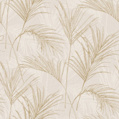 Papel pintado vinílico floral Palmera amarillo