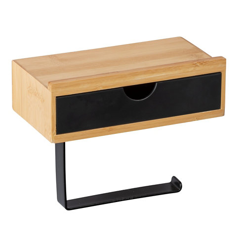 Portarrollo wc bambusa madera mate 18.5x10.5 cm de la marca Wenko en acabado de color Marrón fabricado en Bambú